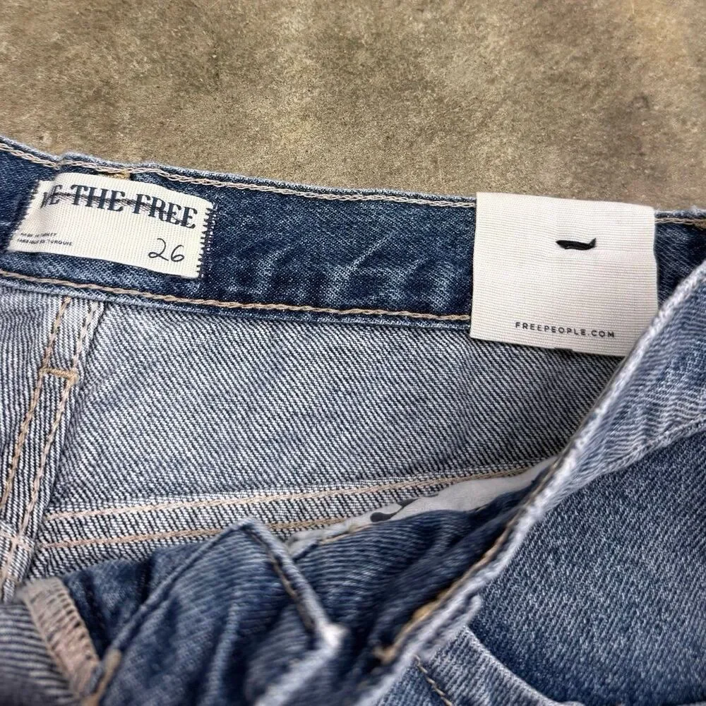 Free People Ghost town high rise long Jean shorts